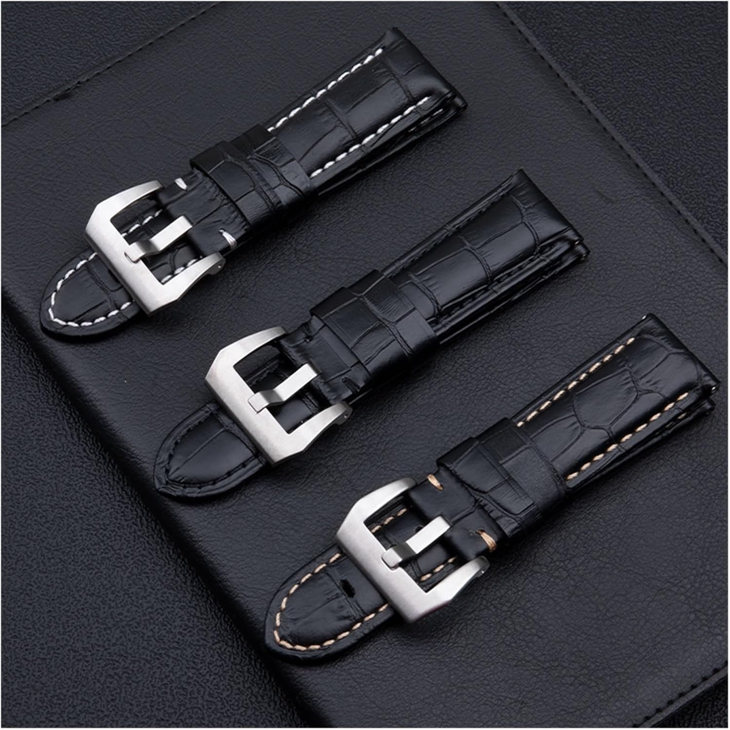 SDFFGHJ 22mm 24mm 26mm Italy Calf Bamboo Leather Watchband Compatible with Panerai Strap Watch Band with Buckle PAM441/111/386 Accessories