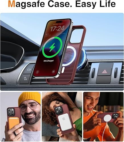 Miniatura 9 de Meifigno Serie Magic Mag diseñada para iPhone 15, protección de grado militar y compatible con MagSafe, parte trasera de policarbonato duro con
