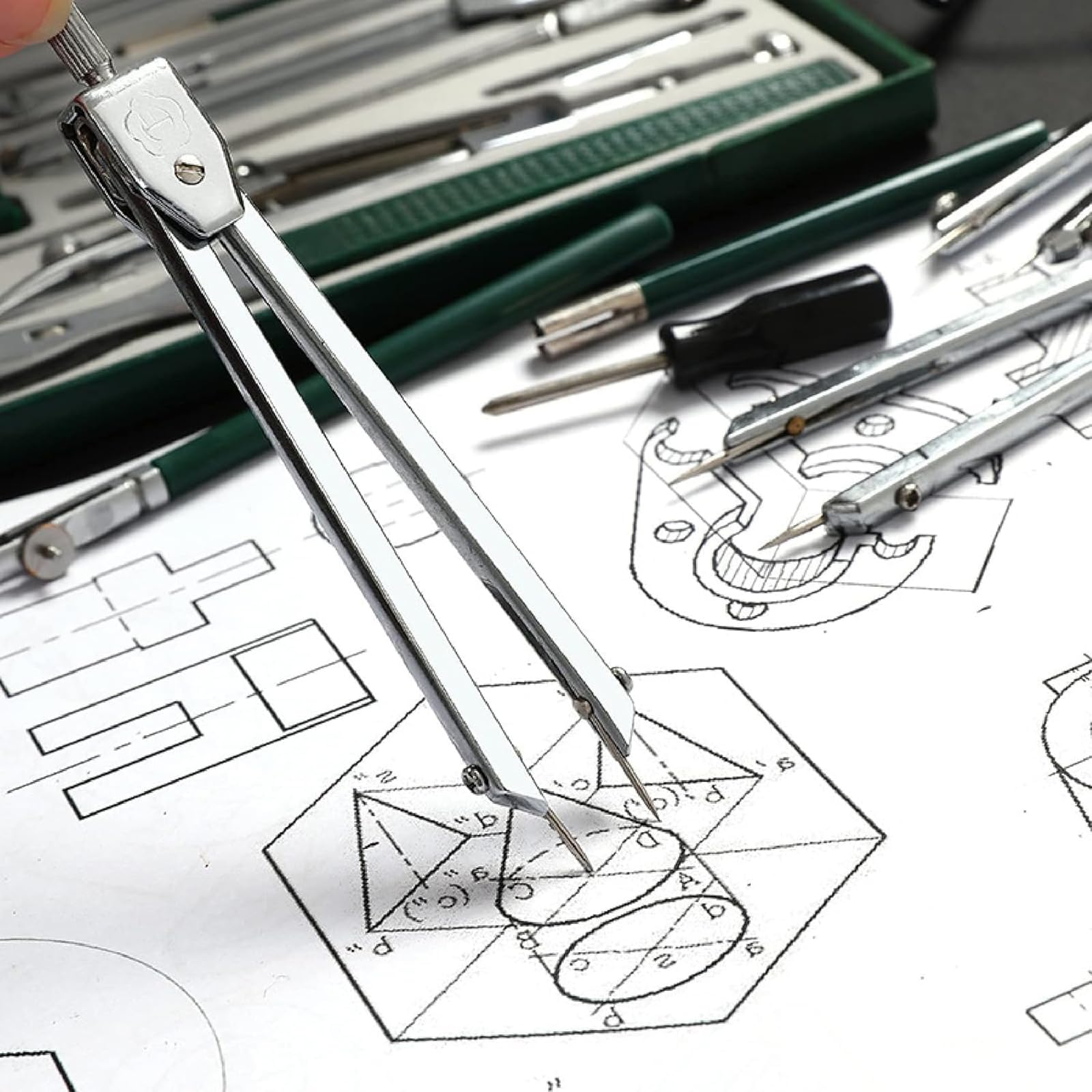 Geometrie-Kit 23-teilig, professionelle Zeichenwerkzeuge mit Verlängerungsbalken für Zeichnen, Mathematik, Kreise, Schulprojekte, Ingenieur- und Architekturdesign
