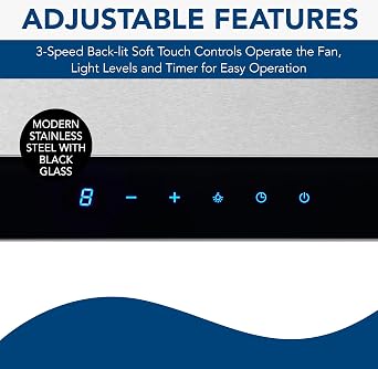 Broan-NuTone 30 T-Style Chimney Range Hood with LED Lighting, Convertible Wall-Mount Kitchen Chimney Vent Hood, 450 Max CFM, Stainless Steel/Black