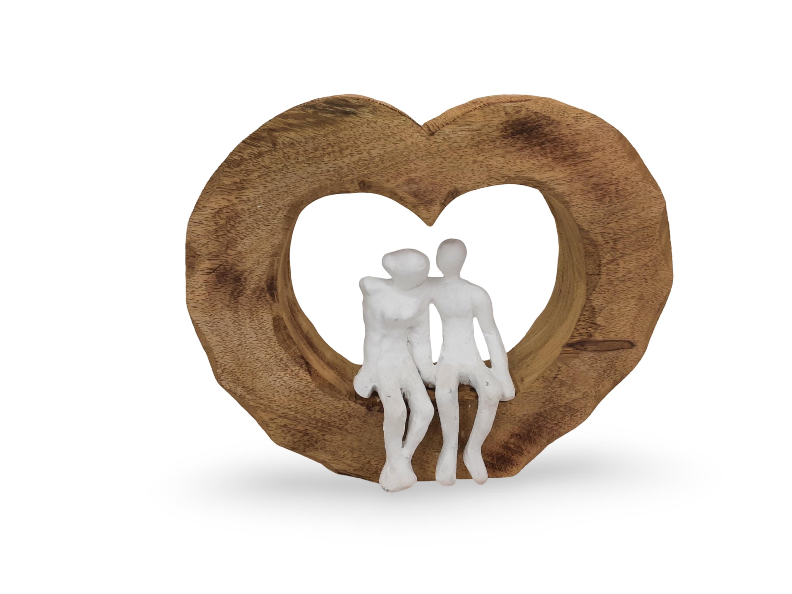 Elm Home And Garden Heart Sculpture - Mango Wood & Aluminium - White