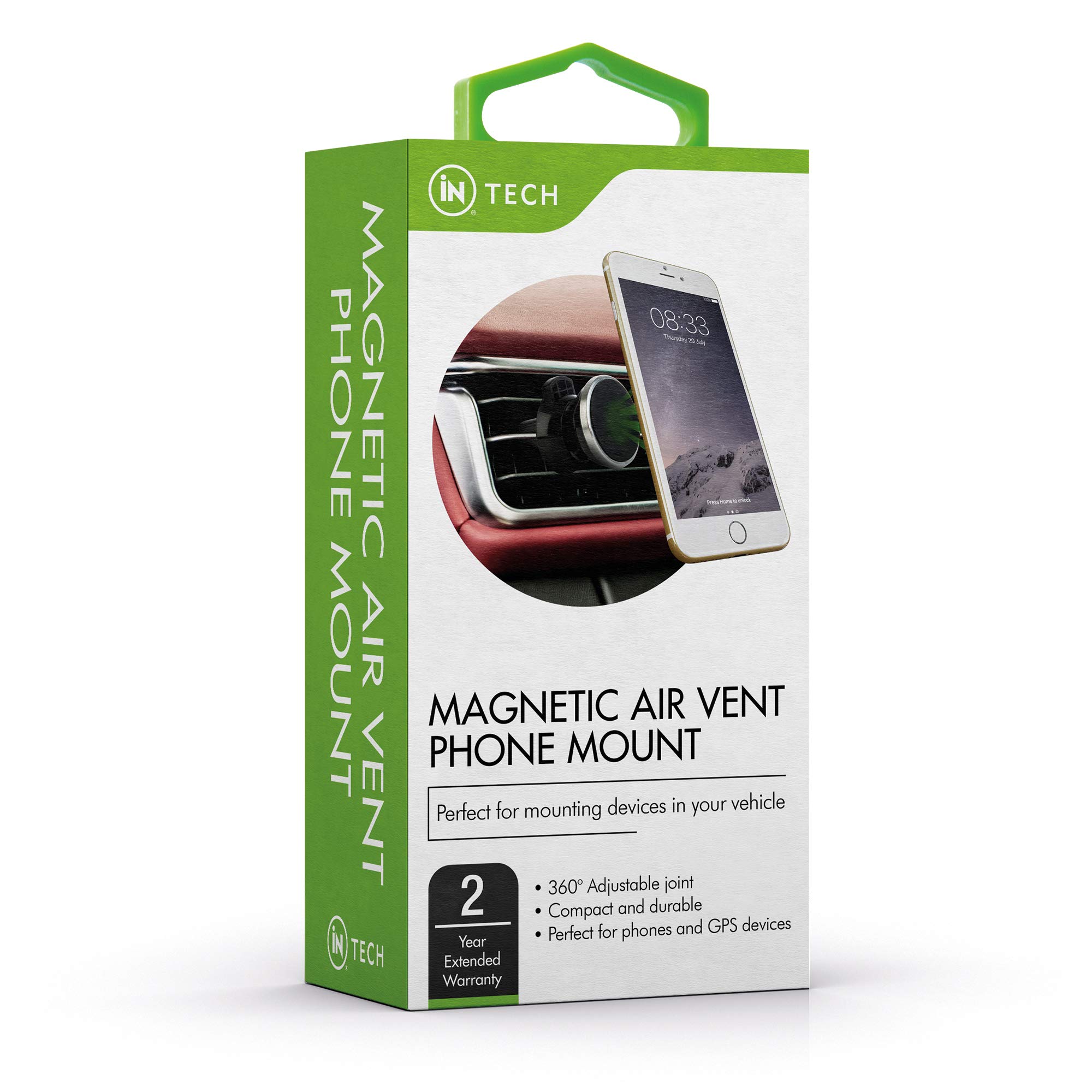 iN TECH Universal Magnetic Air Vent Phone Mount, Easy Hands Free Navigation Compatible with Android and Apple Smartphones iPhone 11 Pro, Samsung Galaxy S10, Mini Tablets, and More