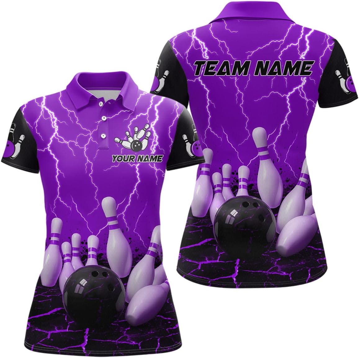 Thunder Lightning Lava Bowling Shirt for Men Women Custom Team Bowling Jerseys Bowling Polo Shirts & Bowling 1/4 Zip Shirts