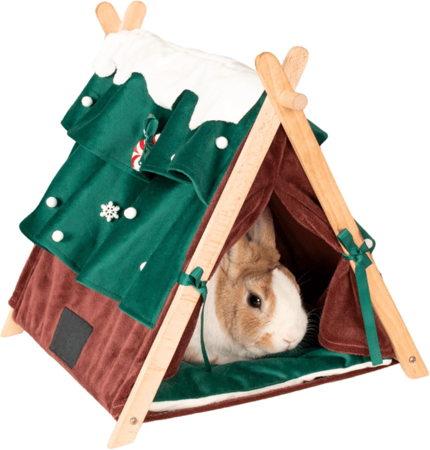 Rabbit Hideaway, Cozy Small Cat Bed, Christmas Stylish Cat Teepee Cute Tent for Bunny, Puppy, Guinea Pig and Small Animals