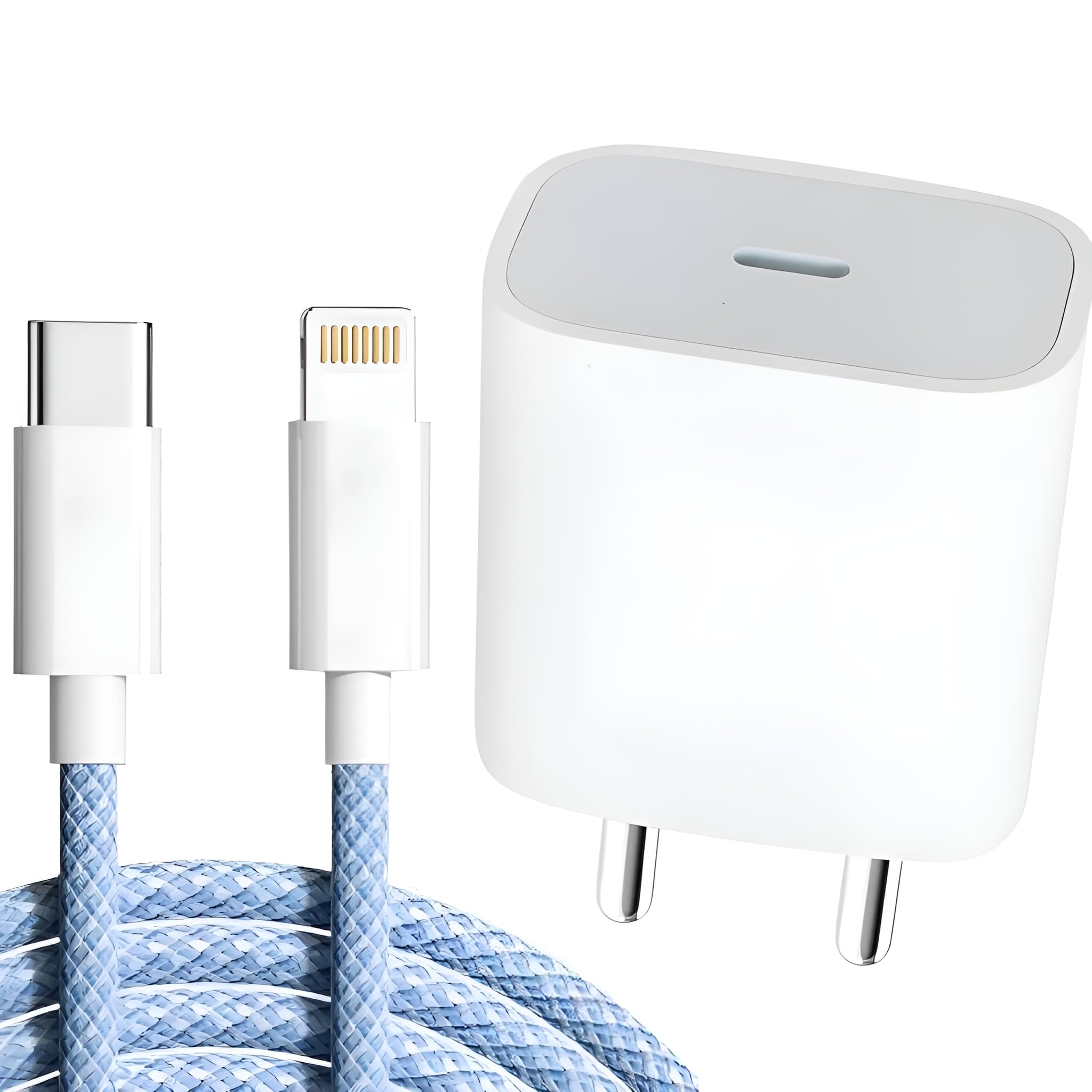 20W Fast USB C Charger Compatible with iPhone 14/14 Plus Pro Max/14 Pro Max/14 Mini/13/12 Max/Xs Max/XR/X/8Plus,iPad Adapter Devices with 1 Meter Nylon Braided Type-C to Lighting Data Cable PD, Blue