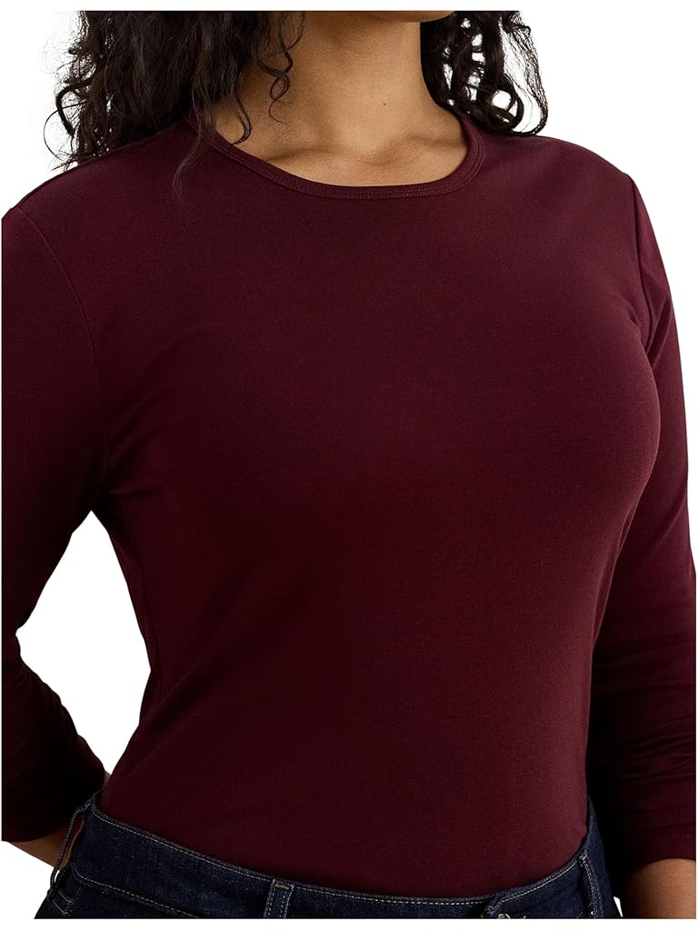 Tan Lauren Ralph Lauren Plus Size Stretch Long Sleeve Tee
