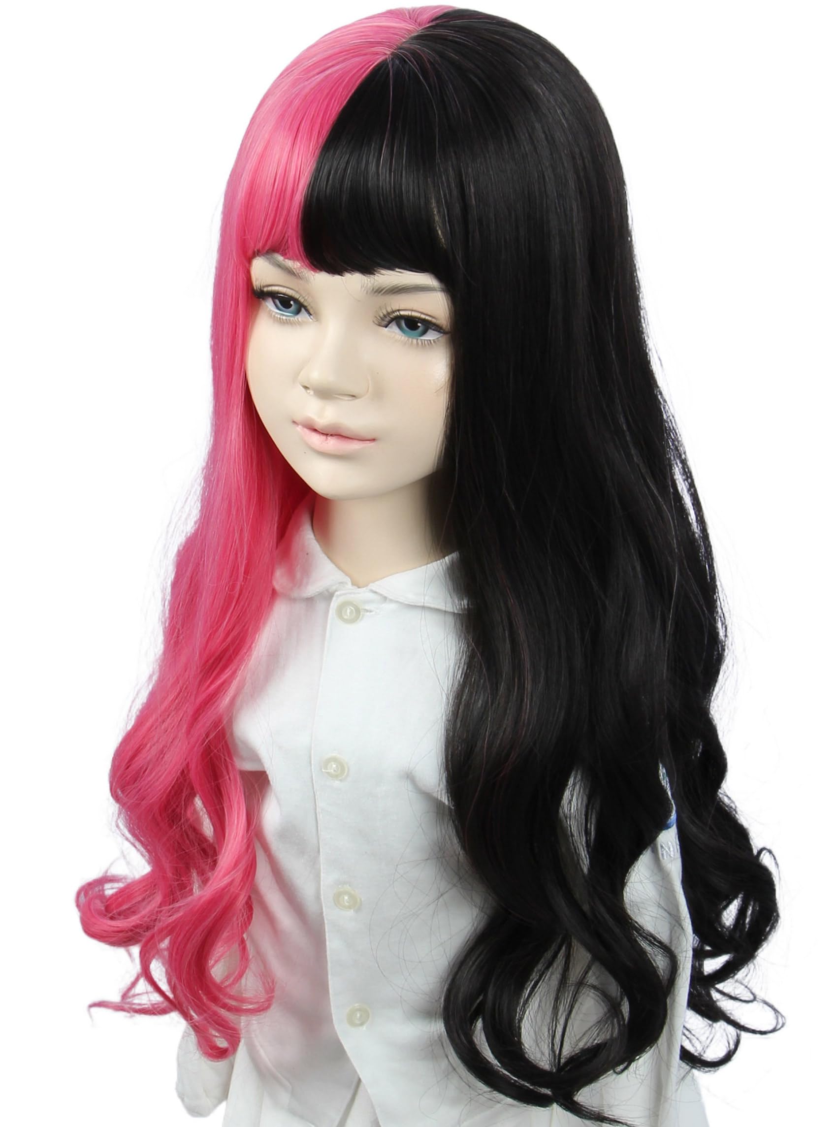 Linfairy Long Pink Black Wig for Women Costume Party Wigs (small) - Image 4