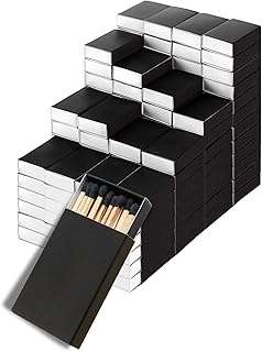 25 Boxes of Mostly Blank Black Wooden Matches | Strike on Box Matchboxes Traditional Wooden Matchsticks | Wedding Party Event Favors to Customize