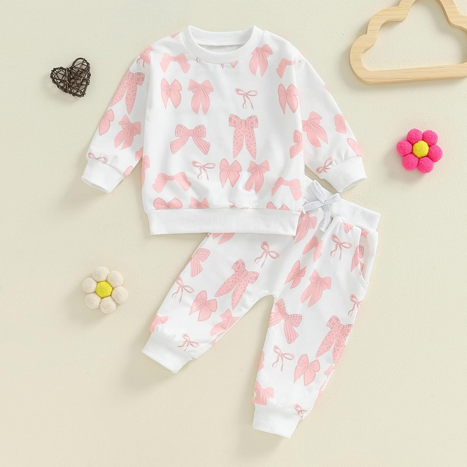 Cute Baby Girl Clothes Long Sleeve Print Sweatshirt Top and Pants Set Toddler Girl Fall Outfits - Image 3