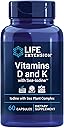 Life Extension Vitamins D and K with SeaIodine Bone Brain Thyroid Arterial Support Non GMO Once Daily Gluten Free, 60 Count