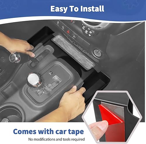 Miniatura 5 de Bandeja organizadora para palanca de cambios Wrangler JK, bolsillo de almacenamiento de consola central para Jeep Wrangler JK JKU 2011-2017,