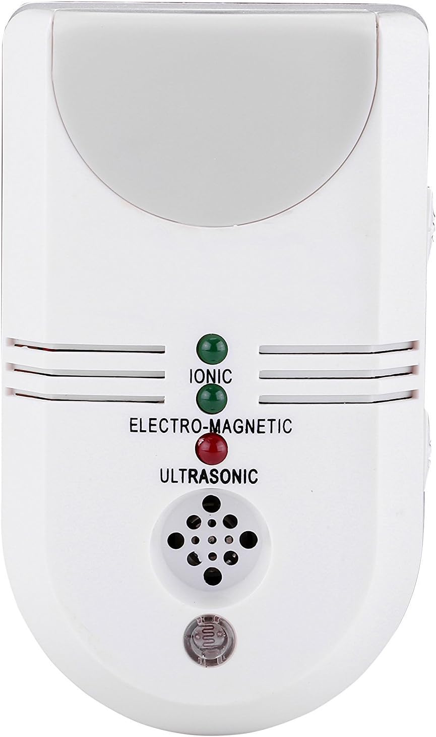 Pestek 5 in 1 Ultrasonic and Electromagnetic Pest Repeller with Ionic Air Purification and LED Night Light against All Types of Rodents and Insects