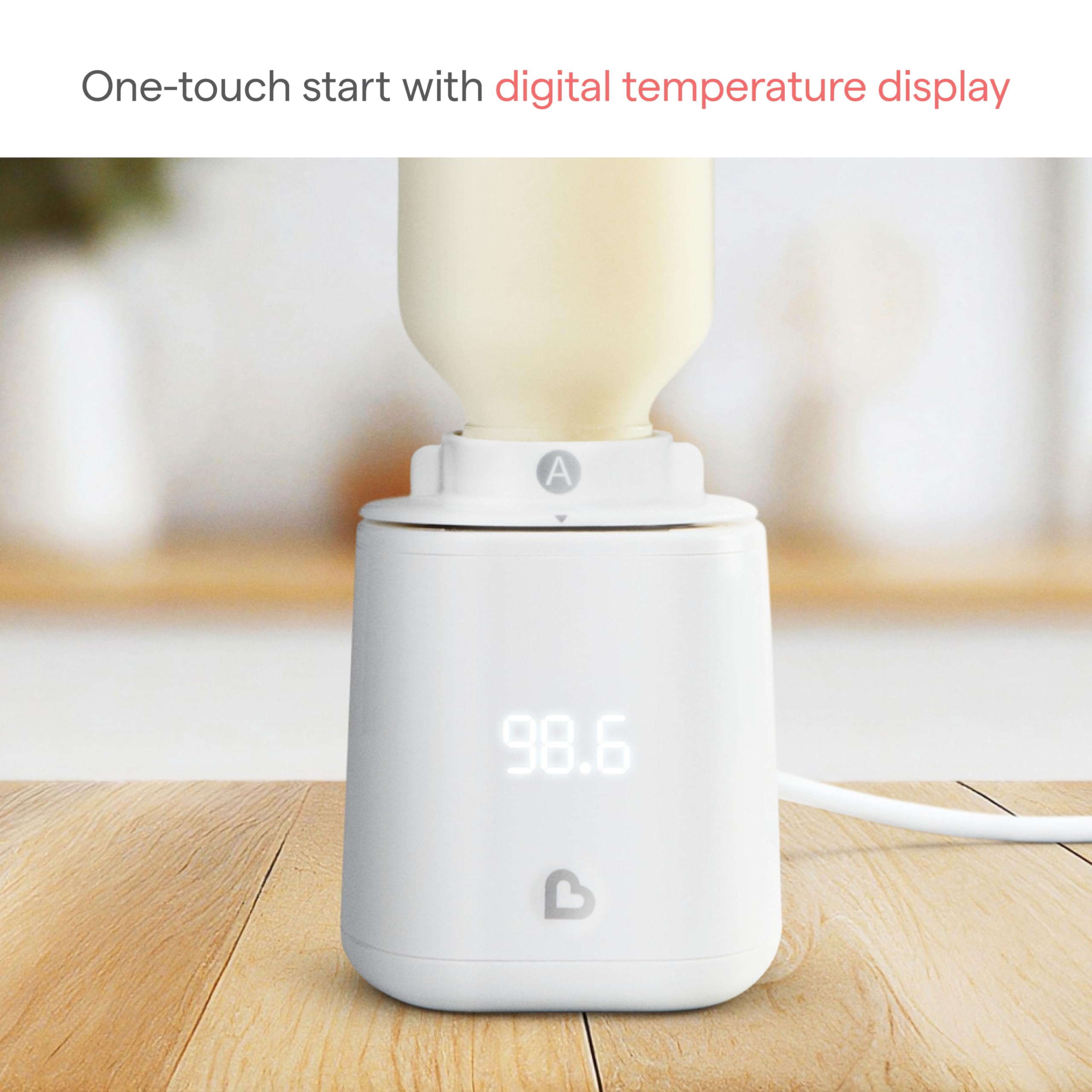 Munchkin Simple Touch - Calentador de biberones con pantalla digital de temperatura, sistema de calefacción seguro y fácil a 37.0 °C, compatible con la mayoría de marcas de biberones
