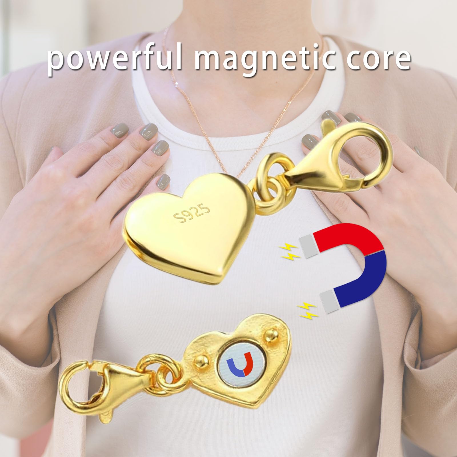2 Chiusure Magnetiche A Cuore In Argento 925 Placcato Oro – Fermagli Per Collane E Bracciali Fai Da Te – Regalo San Valentino
