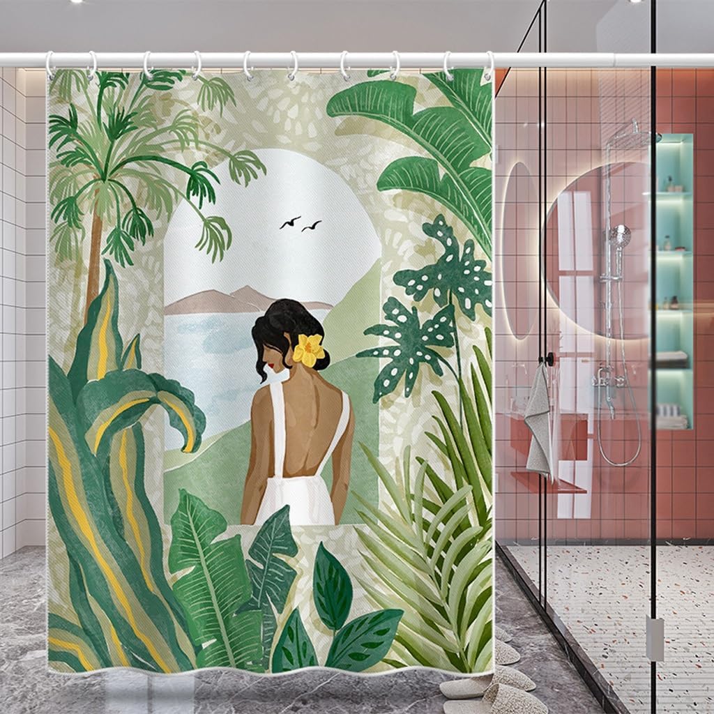 Shower Liner Shower Curtain Shower Curtain Waterproof Thickened Shower Curtain Bathroom Bathroom Decorative Partition Curtain with Hook Suitable for Bathroom (Size : W80xH180cm) ()