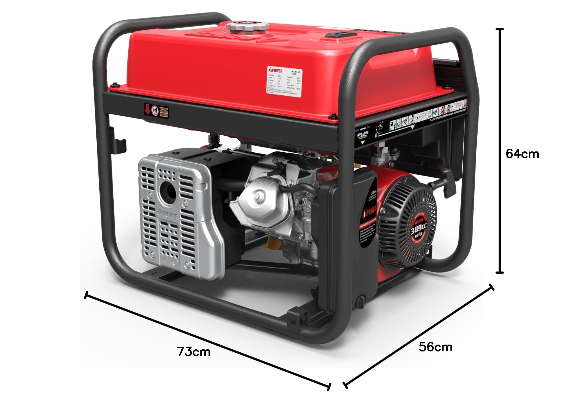 Generatore di Corrente a Benzina, 5000W Potenza Continua, 5500W Potenza di Picco, Serbatoio 40L-AIPOWER