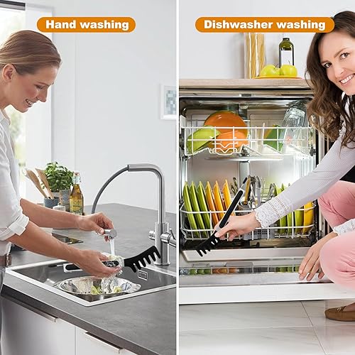 Miniatura 4 de Juego de cuchara de espagueti y pinzas para pasta de silicona mejorada tenedor resistente para pasta con dientes, servidor de cuchara de fideos y