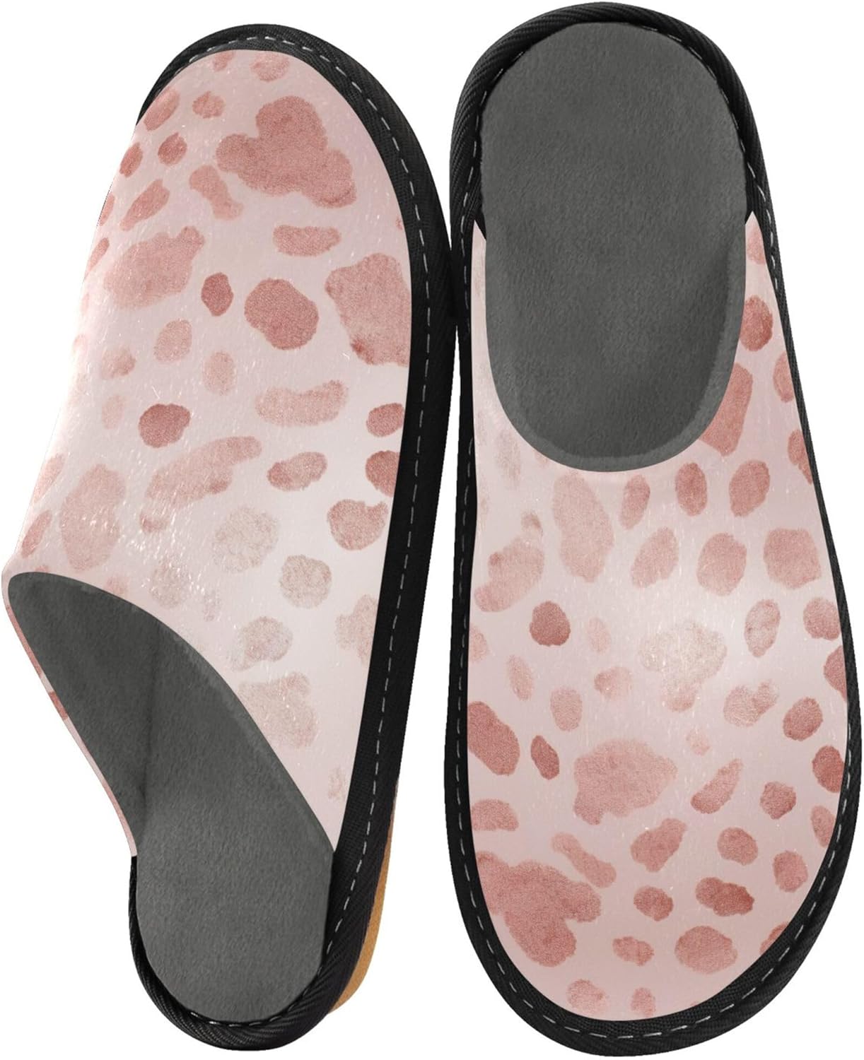Pink Leopard Print House Slippers – Cozy Fuzzy Slippers for Guests, Washable & Disposable, Perfect for Shoeless Home, Spa & Hotel Use A111419