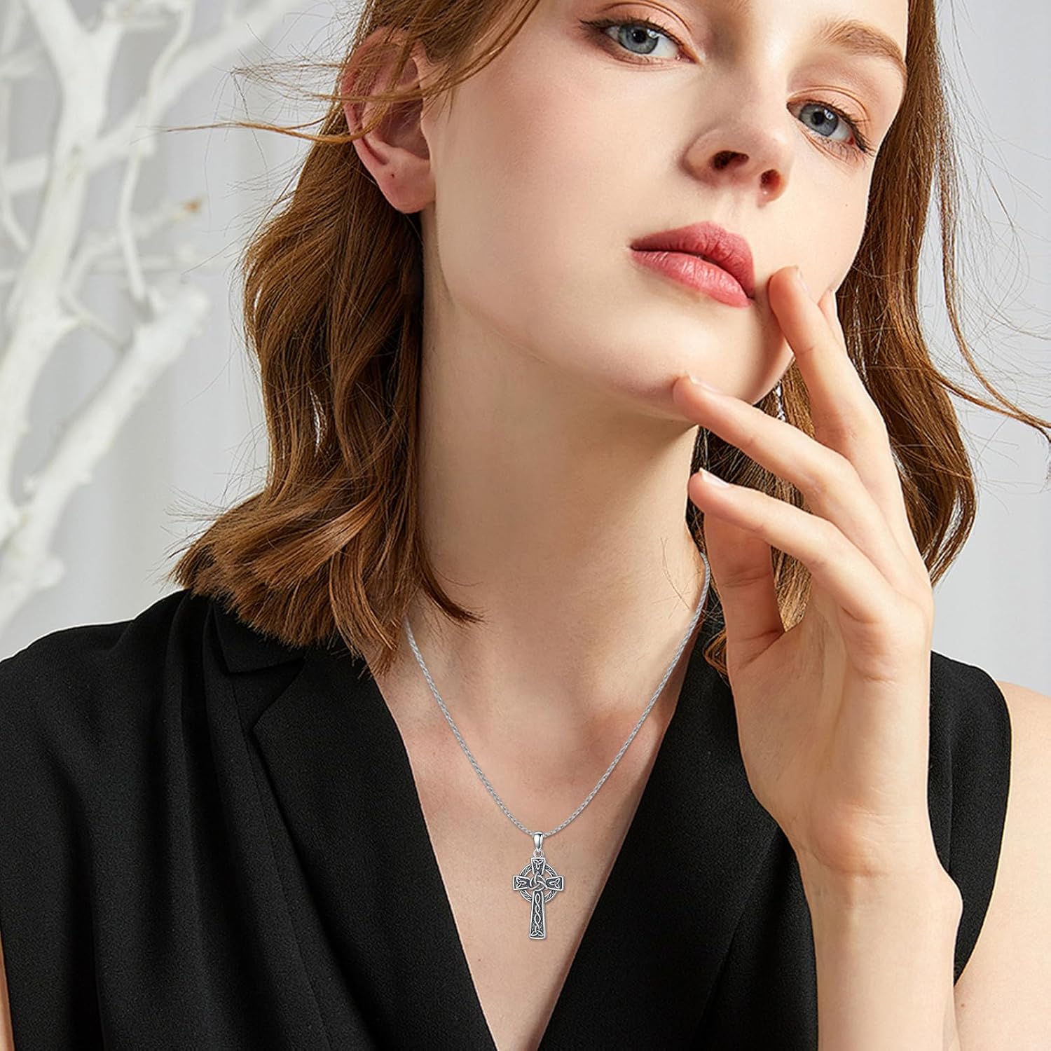 Cross Necklace for Men 925 Sterling Silver Orthodox Cross Jesus/Celtic Knot Cross Pendant Religious Amulet Talisman Jewelry Gifts for Father Son Crucifix Jewelry Gifts for Father's Day Birthday Anniversary Christmas Holiday - Image 3