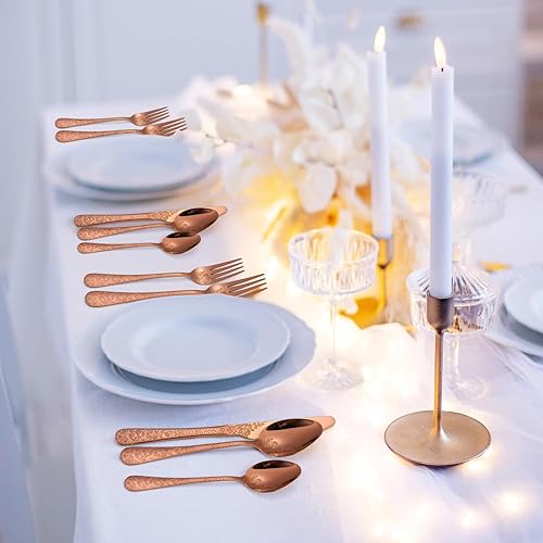 Miniatura 459 de A·HOUSEWARE - Juego de cubiertos iridiscentes con diseño hueco, 20 piezas, acero inoxidable, incluye tenedores, cucharas, cuchillos, utensilios