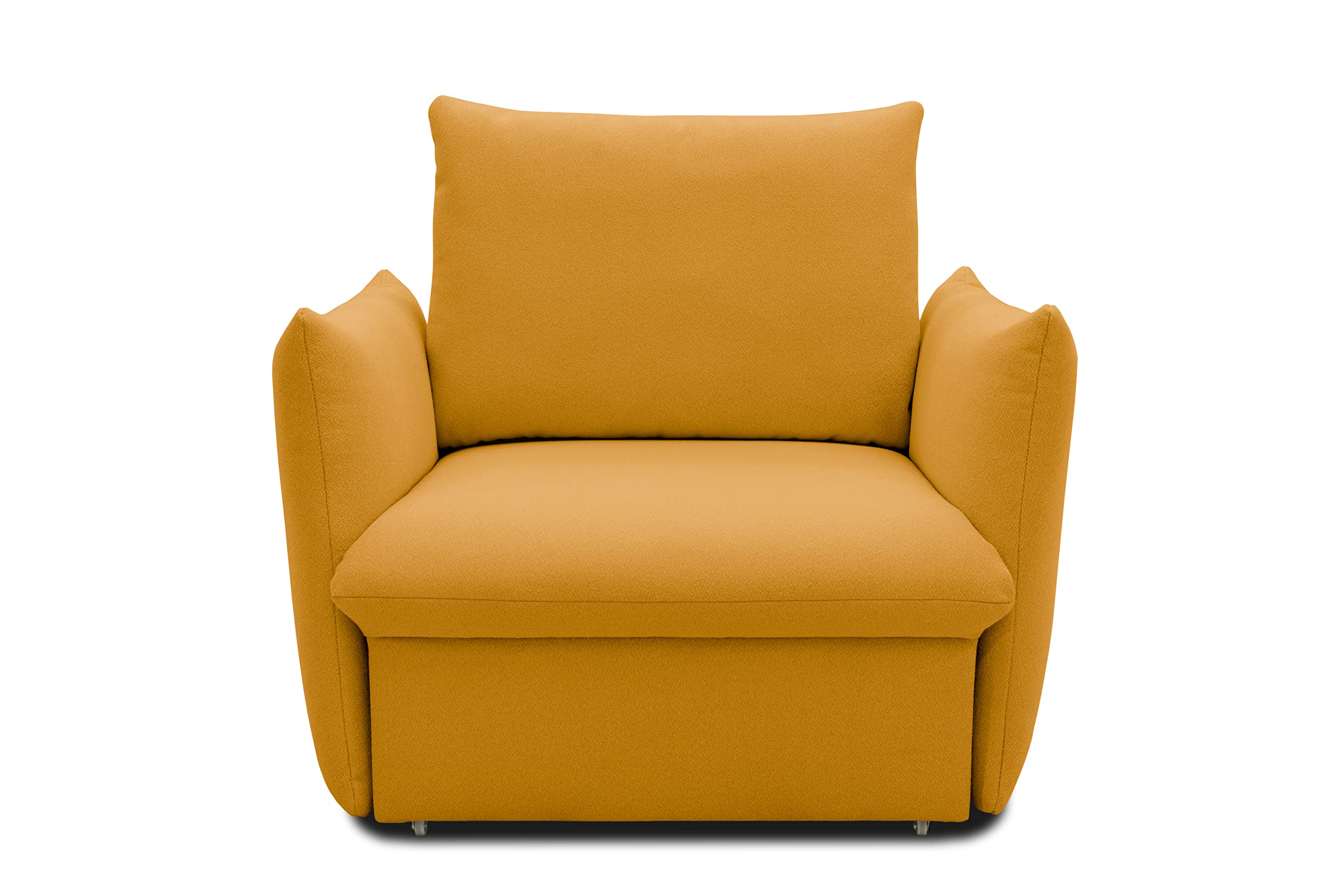 DOMO. collection Cloud Box fotel z funkcją spania i sprężynami kontynentalnymi, sofa z wysuwaną pościelą, fotel tapicerowany, fotel pojedynczy, mango, 120 x 97 x 100 cm