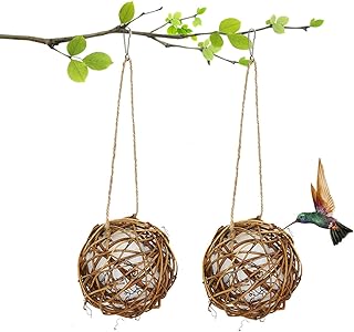 Nynelly Hummingbird Nesters, 2pcs Globe Hummingbird House with Cotton for Nesting for Outdoor Wild Birds Wrens Finches Parrot (Small)