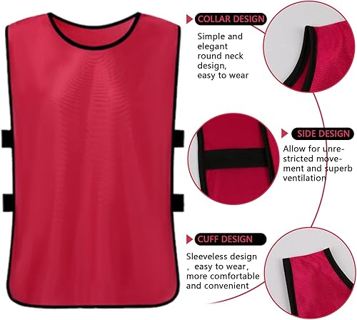 Miniatura 3 de brooman Scrimmage - Chaleco de entrenamiento para niños, jóvenes y adultos, camiseta de práctica de fútbol atlético (12 y 24 unidades)