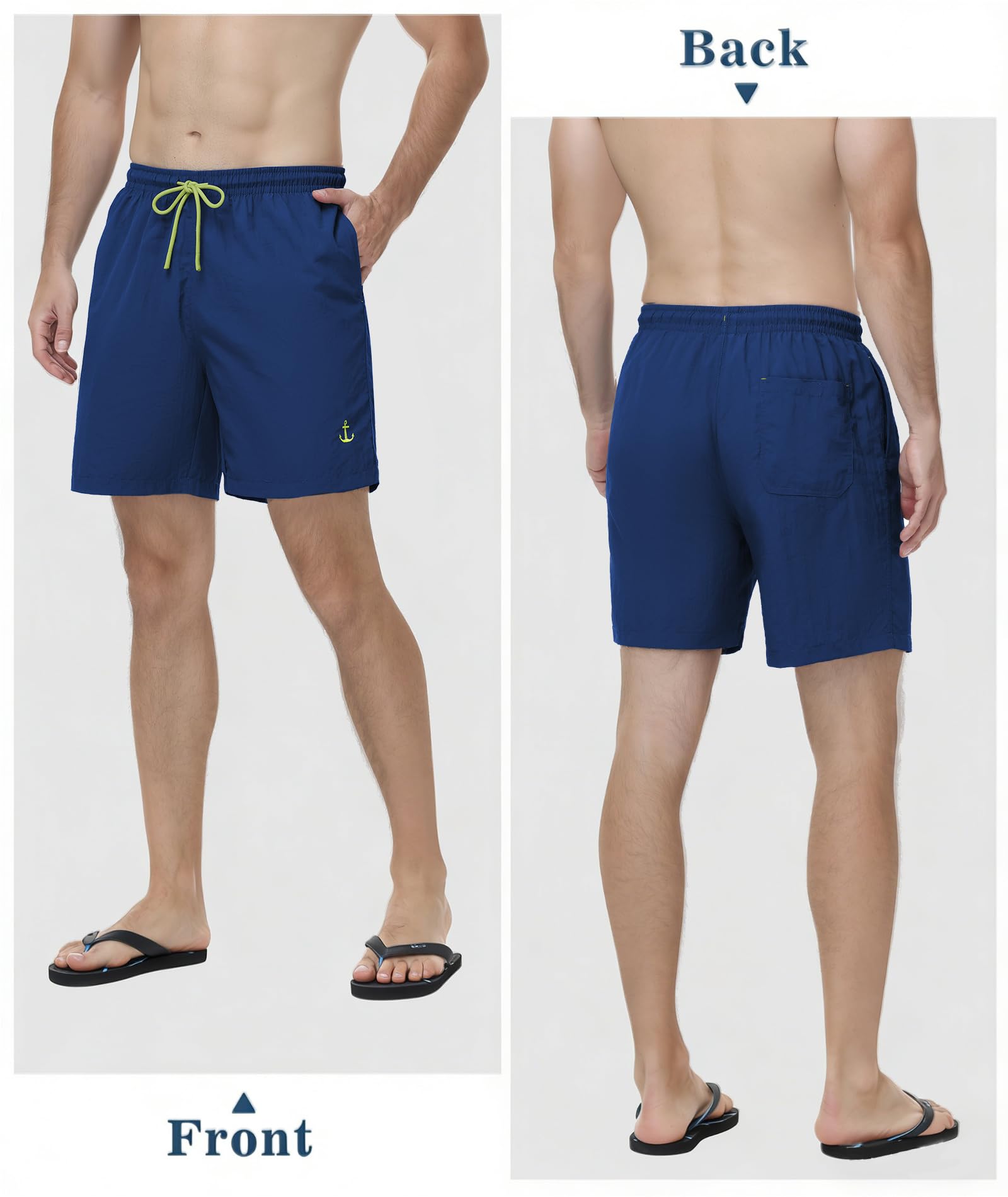 Zoofly Bañador corto de nailon para hombre, cintura elástica, pantalones cortos de baño para hombre, pantalones deportivos con forro de malla — view 2