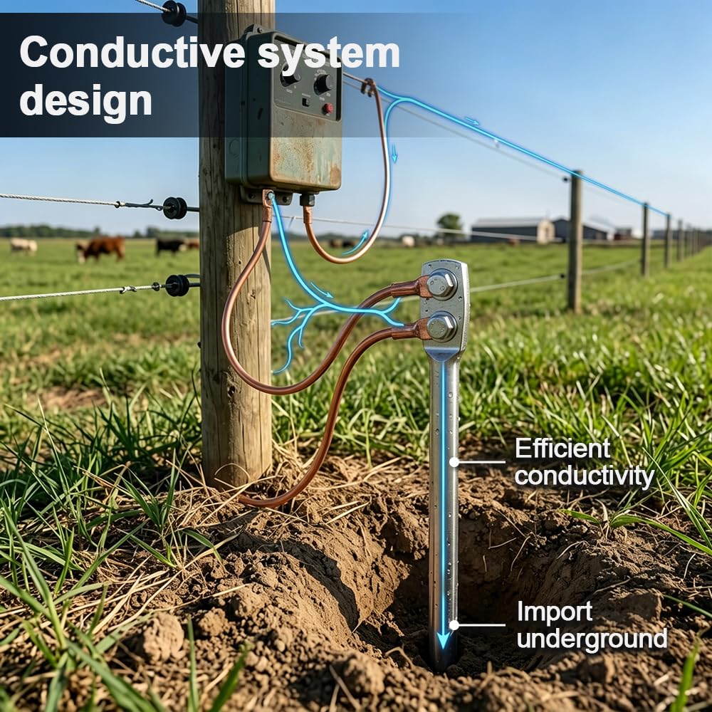 Erdungsstab für Weidezaungerät, Messing/Verzinkter Erdpfahl für Elektrozaun