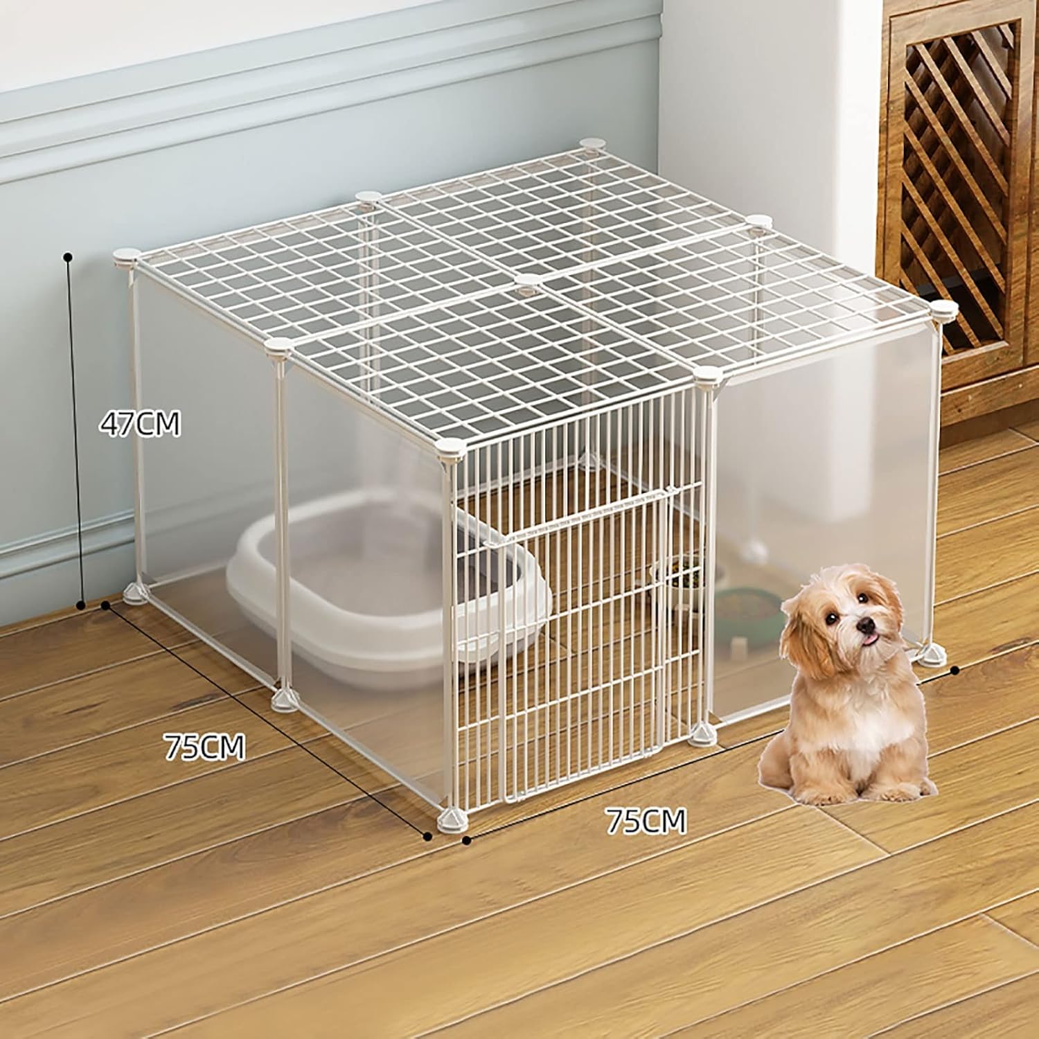 Pet Cages Indoor Enclosure Detachable Metal Wire Kennels Crate Large Extra Exercise Place Cage，Large Indoor Cat Playpen & Enclosure - Easy to Clean Ferret Cage & Dog Crate, Ideal for 1-3 Cat