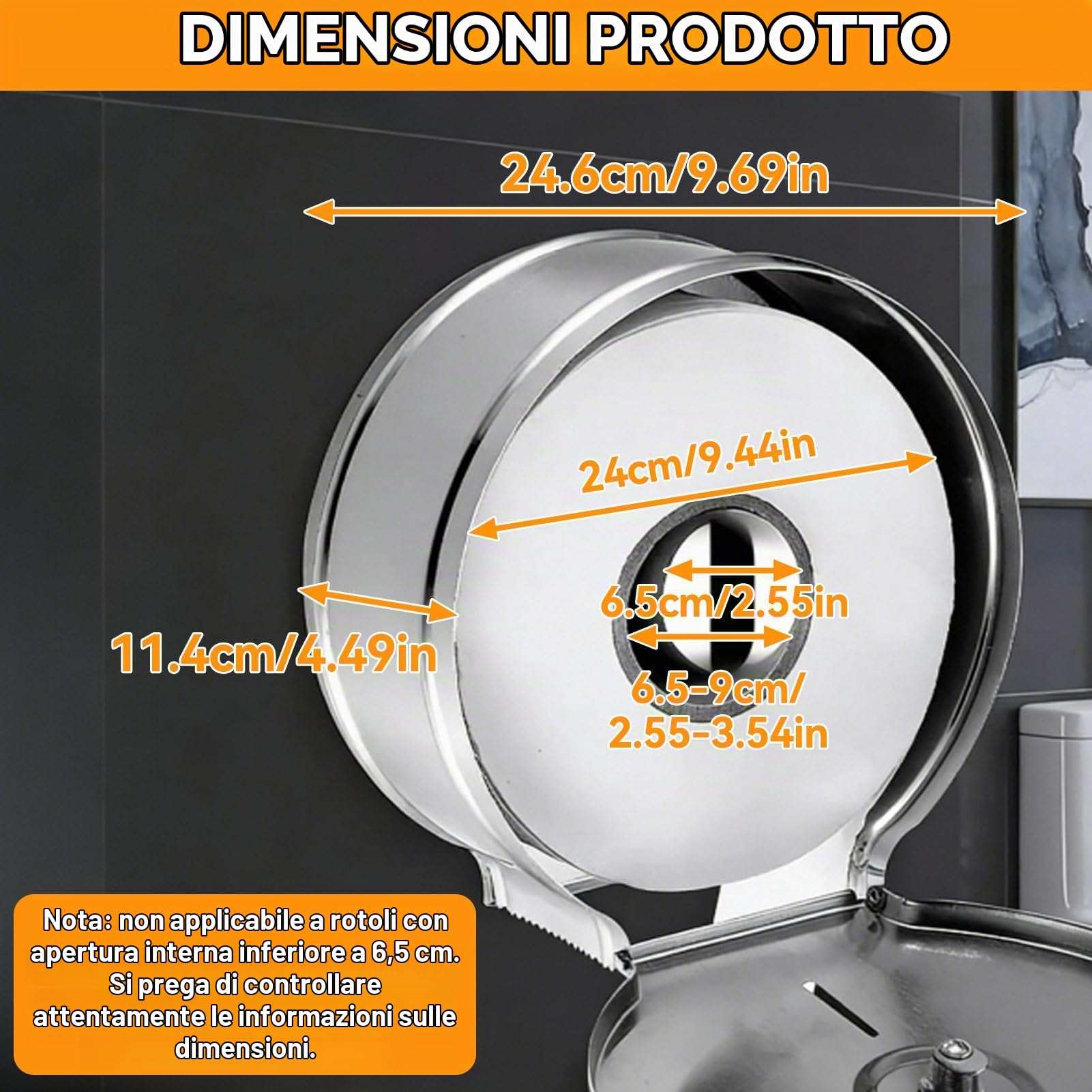 HERCHR Dispenser di Carta Igienica Jumbo a Rotolo Singolo, Dispenser Carta Asciugamani Commerciale, Chiave di Blocco Porta Carta Igienica in Acciaio Inossidabile per Uso Commerciale O Domestico