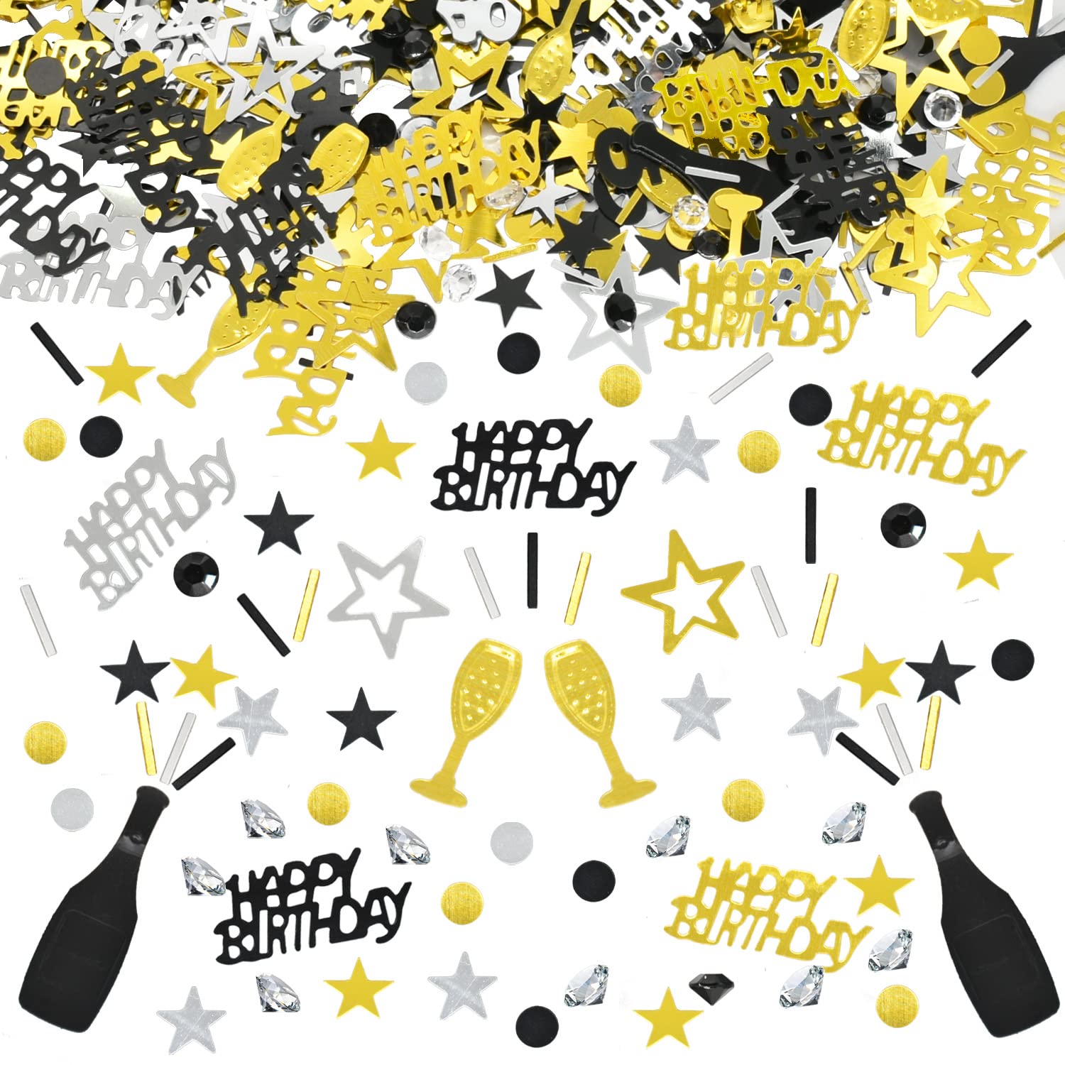 Birthday Confetti, Birthday Glitter Confetti, Happy Birthday Table Decoration Confetti Decoration Birthday Confetti Table Confetti Decoration Black Gold