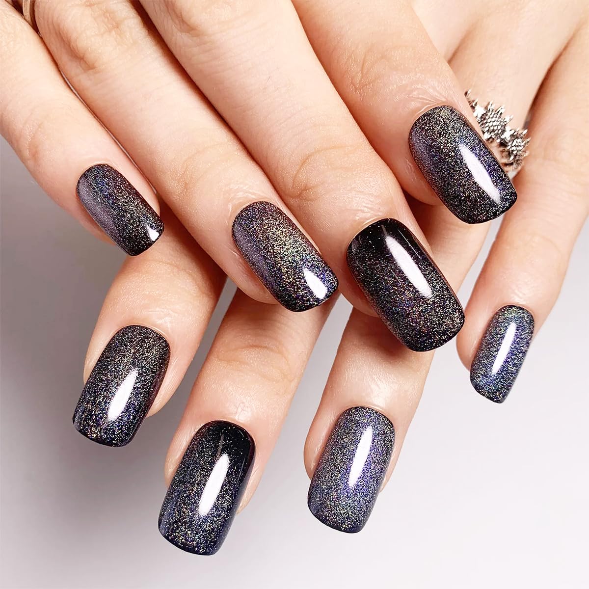 Amazon | ネイルチップ つけ爪 レーザー 24枚入 宇宙 星の海 輝く