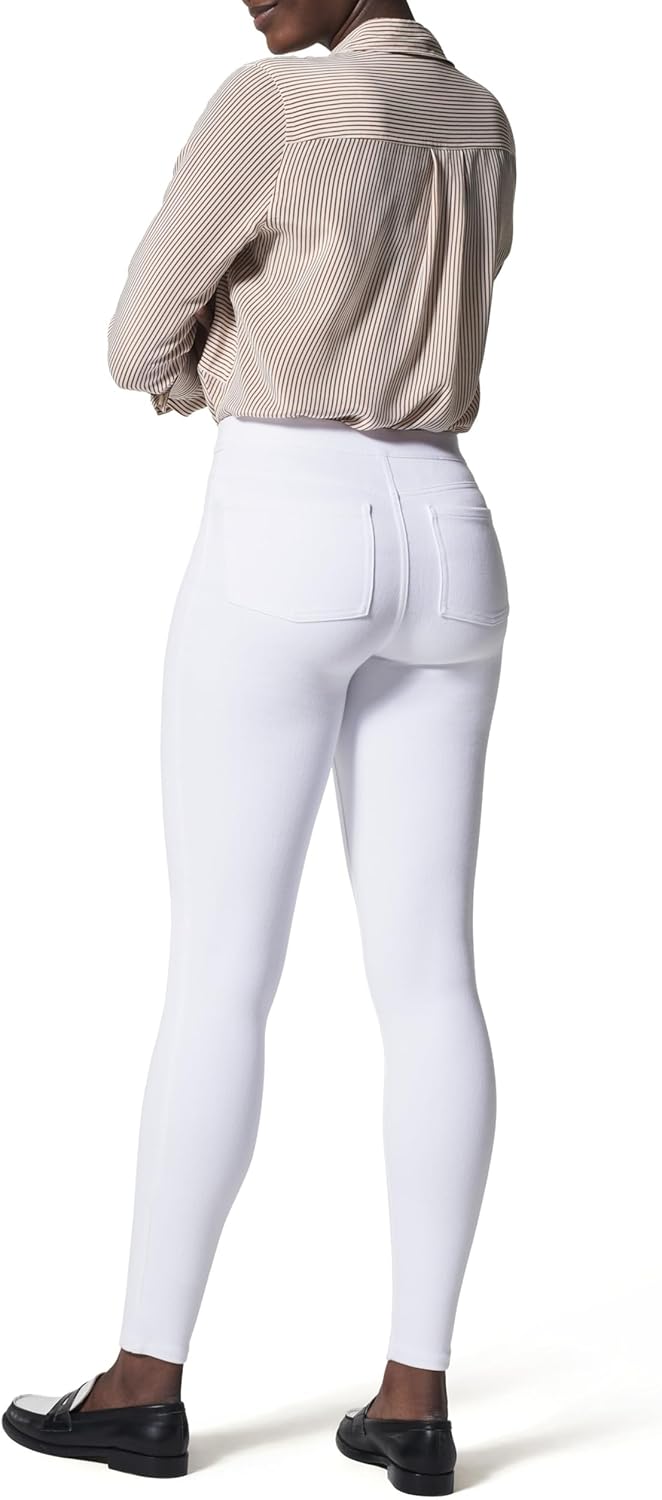 SPANX Jean-Ish Ankle Leggings - Everyday Leggings - Classic Jean Look - Hidden Core Shaping - Comfortable Denim Alternative - White - Petite, 24.5 Inch Inseam - Small - Image 3