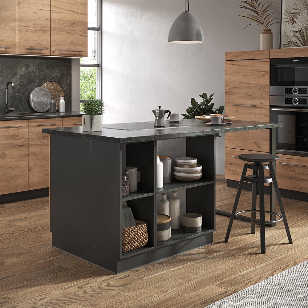 Vicco Kücheninsel Fame-Line, Goldkraft Eiche/Anthrazit, 90 cm mit Schublade, ohne Arbeitsplatte, zur flexiblen Erweiterung durch passende Anbaumodule