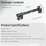 Nitze Moniteur Gimbal pour DJI RS4 Mini/RS 4 Pro/RS4 /RS Mini/ RS3 Pro/ RS3/ RSC 2/ RS2, avec NATO Serrure et pince 360° Moniteur de champ rotatif, 3 kg Charge utile - N28-S1