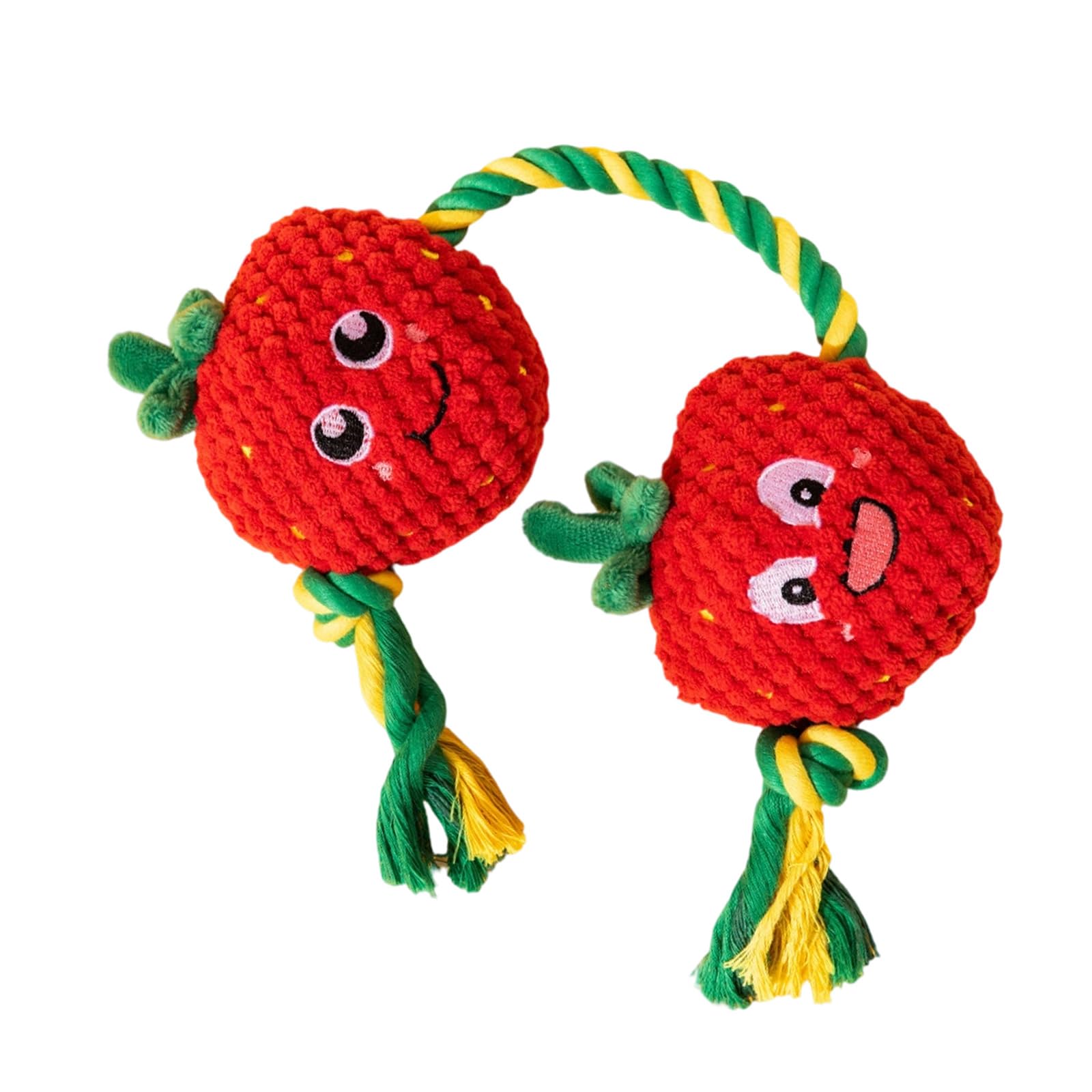 MICFENY Fruit Shape Plush Toy Cotton Rope for Dog Teething Chewing with Builtin Squeaker Interactive Pull Game Dog Activity Toy