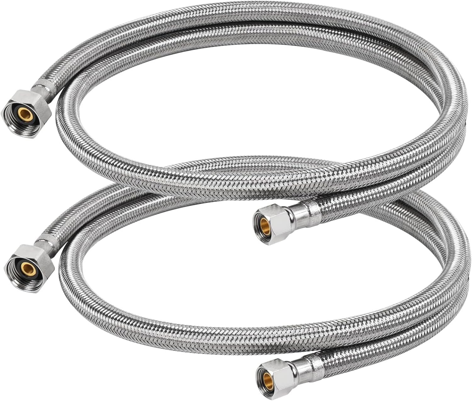 48" Faucet Supply Line, 3/8" Comp x 1/2" FIP Stainless Steel Kitchen Faucet Hose Connector, For Large Residence or Comercial Use with Long Distance (2-Pack)