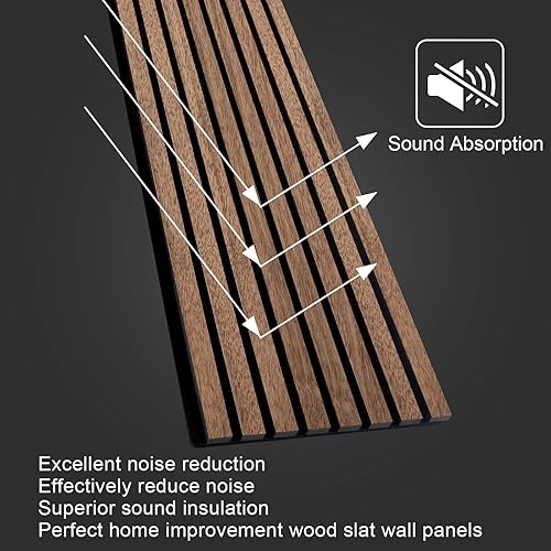Miniatura 4 de NeatiEase Panel de pared de madera 3D, paneles de pared insonorizados de 94.5 pulgadas para decoración de pared interior, cancelación de ruido,