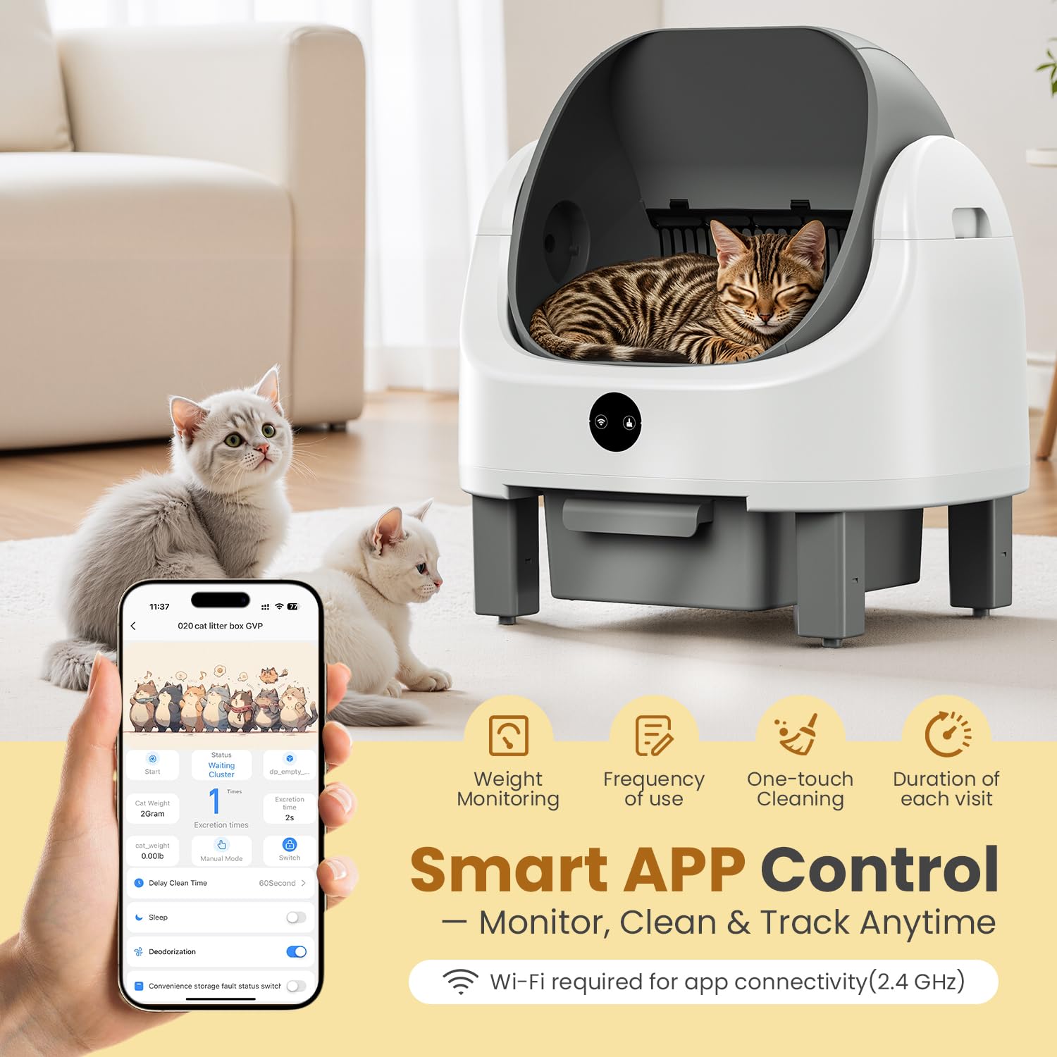 Amazon | OROLEY 自動猫トイレ 猫 トイレ 自動 自動清掃 アプリ操作