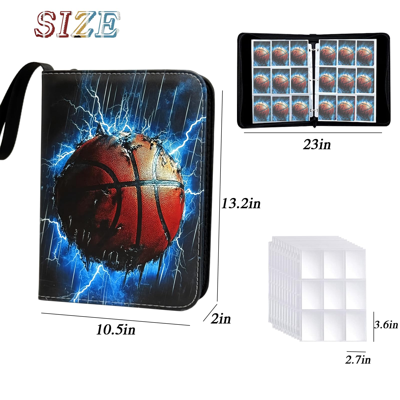 nba card sleeves 900 Pocket Zippered Basketball Binder, 9-Pocket Trading Card Album with 50 Removable Sleeves, PU Leather Waterproof Sports Card Holder for Basketball Cards Storage Display Case Gift : Toys & Games Style:Silver Swarm Pokémon Card NM Gameday football TCGplayer - YuGiOh Magician's