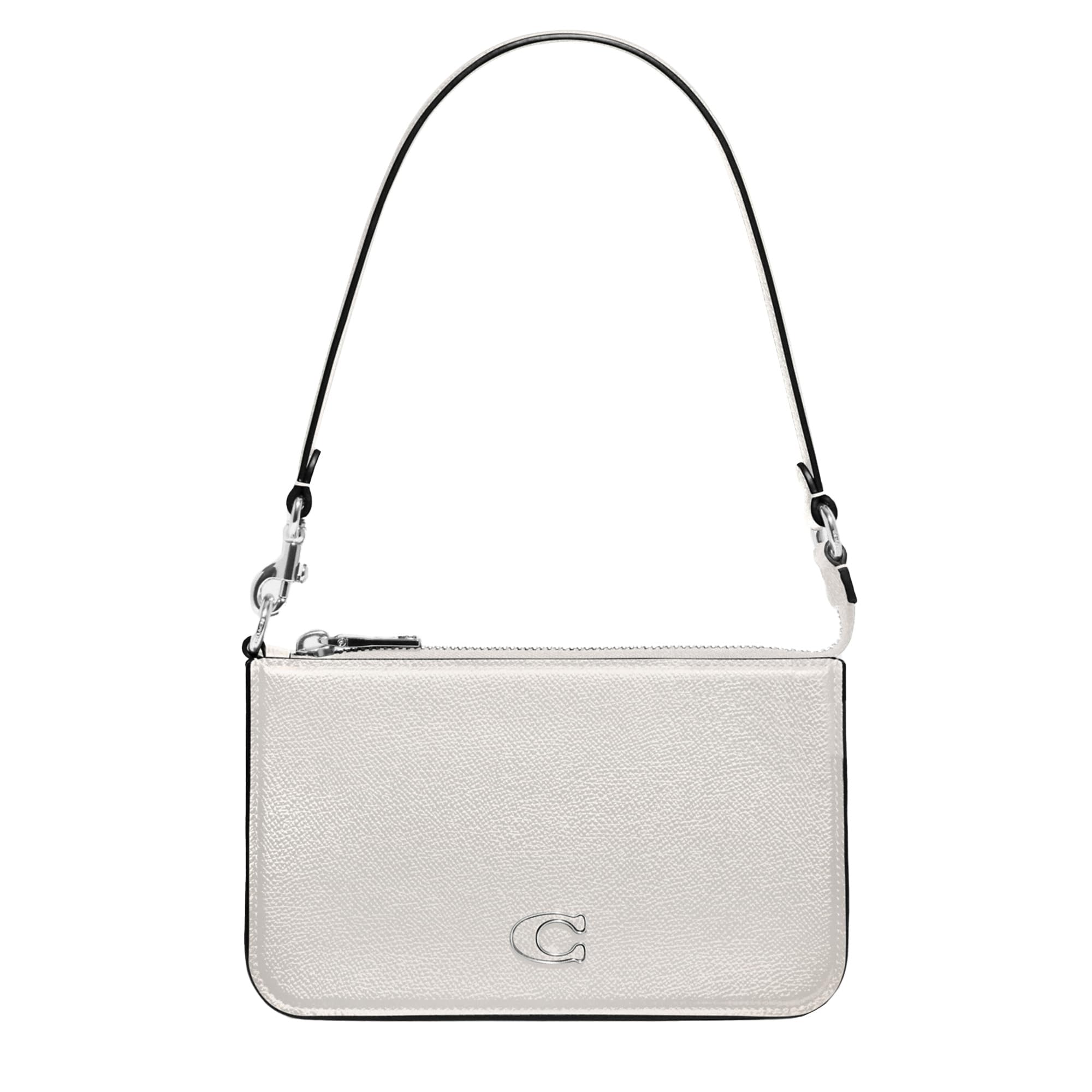 バッグ COACH Signature Satin Accessory Pouch COACH Pouch Bag in Cross Grain Leather Chalk One Size : Amazon.in