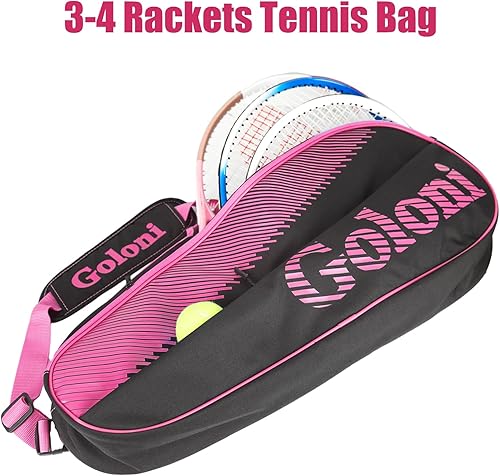 Miniatura 2 de Goloni  Bolsa para 3 raquetas de tenis, para jugadores profesionales o principiantes, bolsa de protección para raquetas con almohadilla protectora y