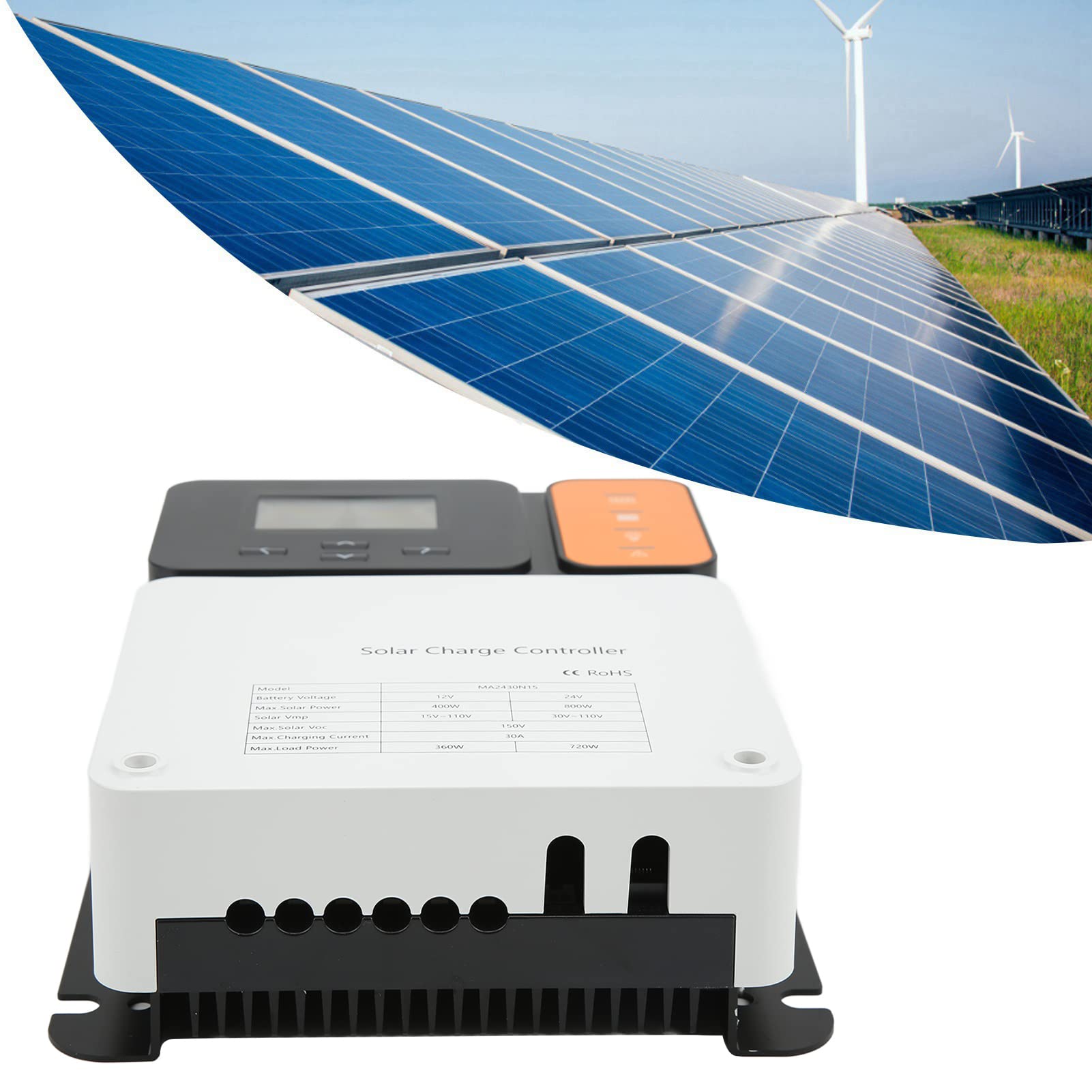 Controlador de carga solar MPPT 12V 24V 30A Regulador de descarga de batería Protección de carga
