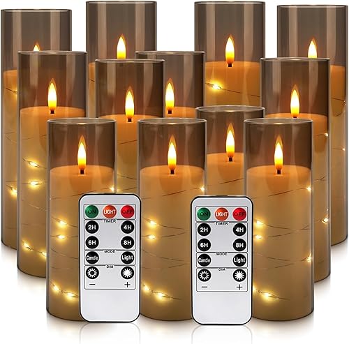 Velas parpadeantes sin llama que funcionan con pilas con control remoto, velas LED con mecha móvil realista para Halloween, Navidad, decoración del