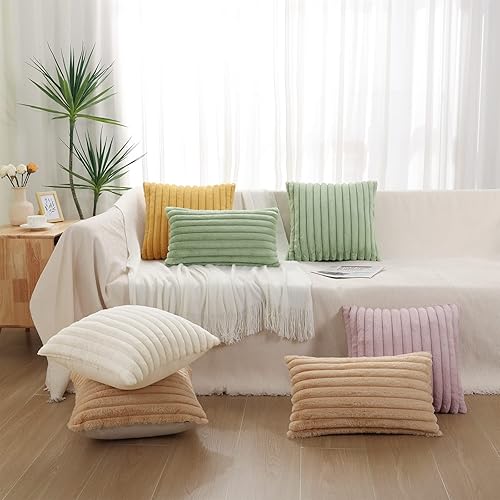 Miniatura 6 de Pallene Juego de 2 fundas de almohada de felpa de piel sintética de 16 x 16 pulgadas, fundas de almohada decorativas de lujo, suaves y esponjosas a