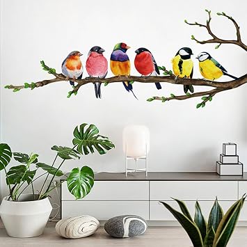 Bird On Branch Wall Decals,Removable Creative Bird Wall Stickers,DIY Vinyl Art Murals for Boys Girls Kids Bedroom Living Room Nursery Decoration CH36048