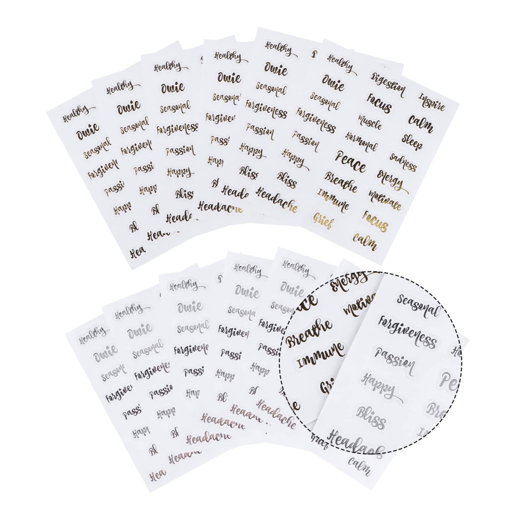 Tofficu 30fogli Etichette Adesive Per Essenziali Stickers Autoadesivi Impermeabili Per Bottiglie e Cosmetici Facili Applicare e Rimuovere