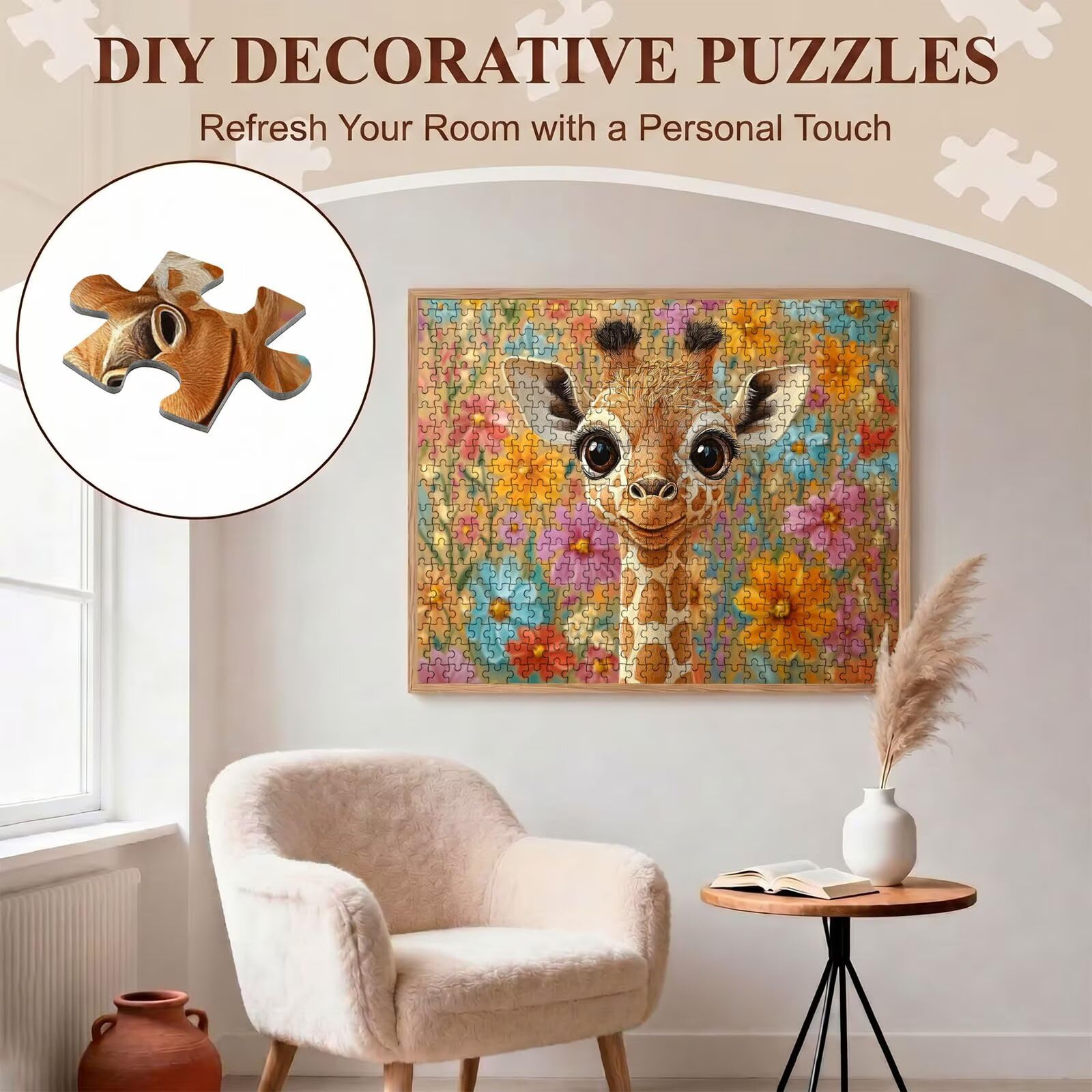 Carino giraffa Puzzle 1500 Pezzi per Adulti, Puzzle in Legno - Collezione Classica con Poster Incluso - Sfida di Concentrazione e Passatempo Antistress, Gioco Educativo per Famiglia, 87 x 57 cm f0-574