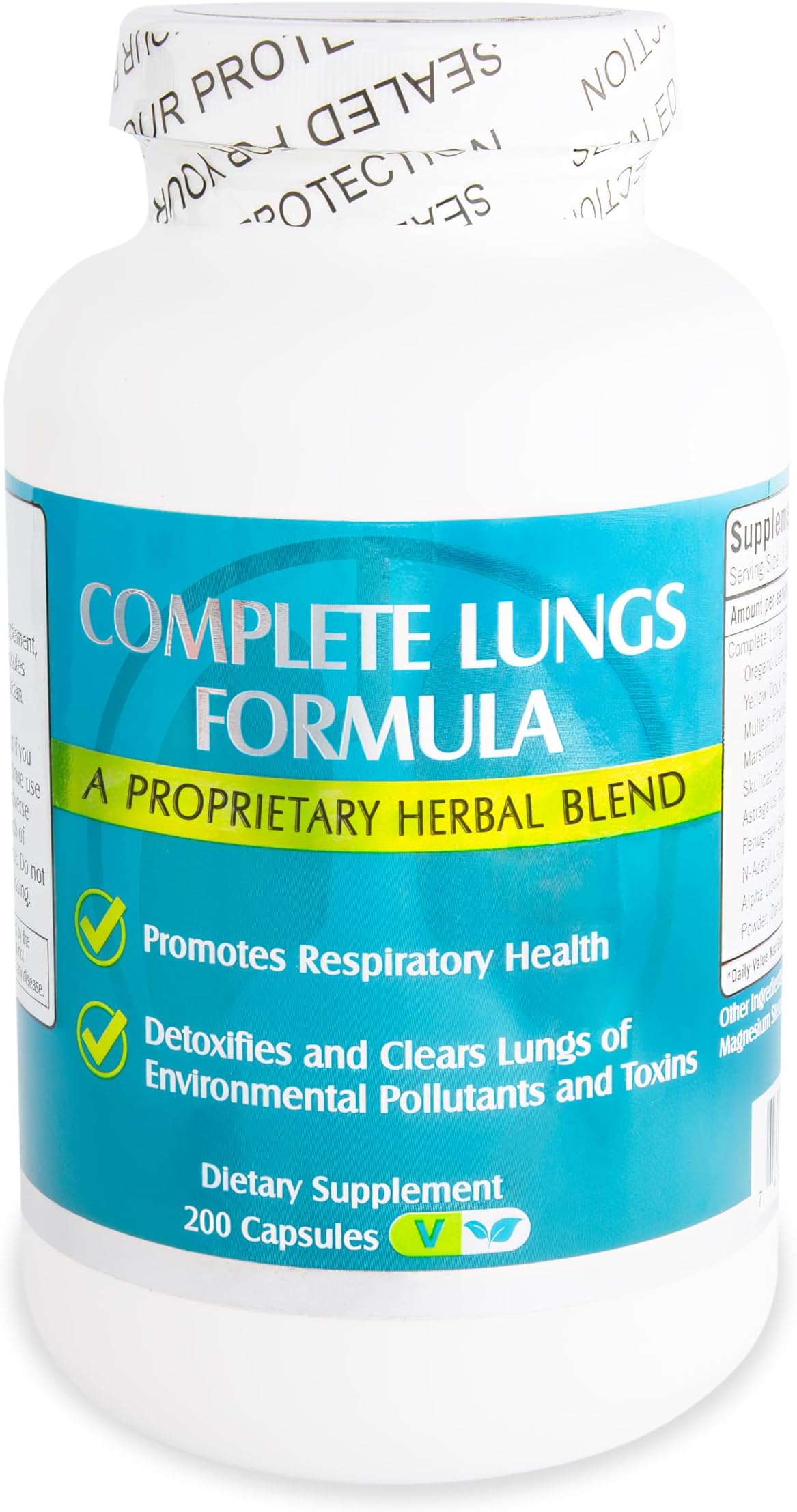 Complete Lungs Formula – Herbal Respiratory Support with Mullein, Marshmallow Root, NAC & Antioxidants – 200 Capsules